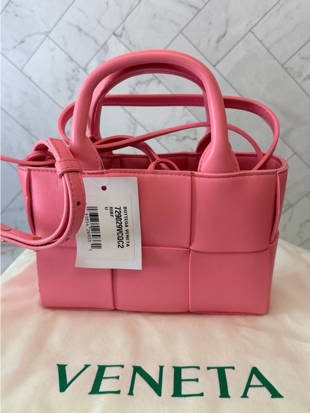 Bottega Veneta Pink Intrecciato Mini Cassette Tote
